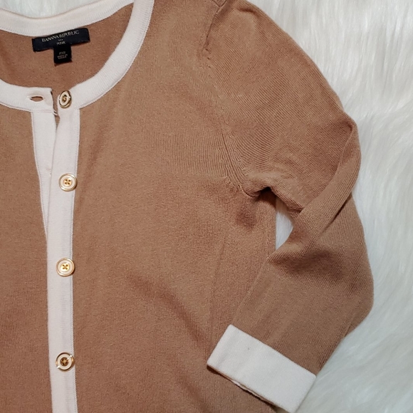Banana Republic cream / tan cardigan sweater PXS - Picture 4 of 8